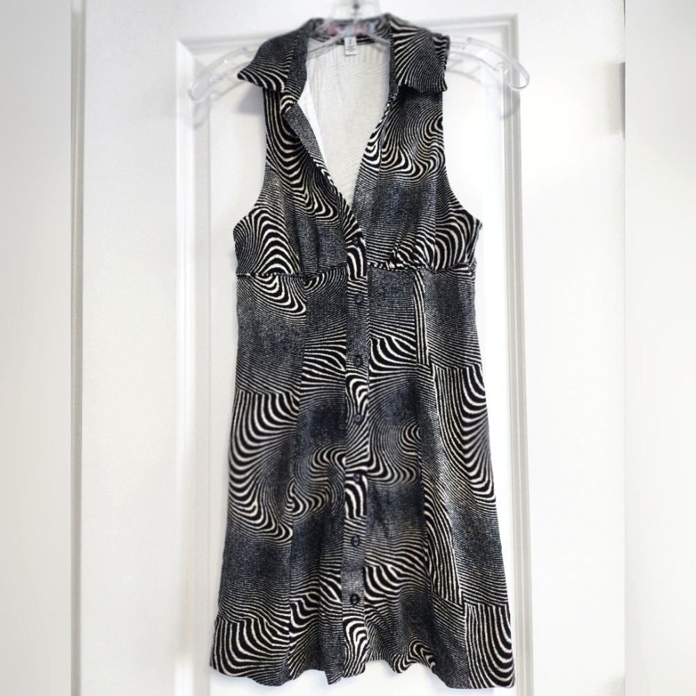❤️ 3 For 15 Urban Outfitters Black and Tan Tia Knit Mini Dress Size Small Petite